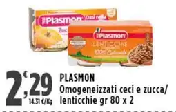 Rossotono Carrefour Plasmon Omogeneizzati ceci e zucca/lenticchie offerta