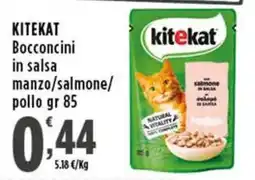Rossotono Carrefour Kitekat Bocconcini in salsa manzo/salmone/pollo offerta