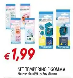 Galassia Set temperino e gomma Monster Good Vibes Boy Mitama offerta