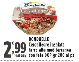 Rossotono Carrefour Bonduelle Cereallegre insalata farro alla mediterranea con feta DOP offerta