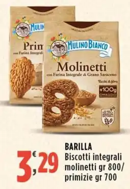 Rossotono Carrefour Barilla Biscotti integrali molinetti offerta