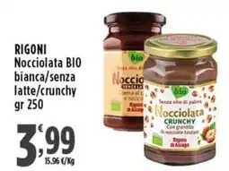 Rossotono Carrefour Rigoni Nocciolata BIO bianca/senza latte/crunchy offerta