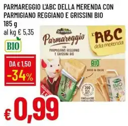 IperFamila Parmareggio l'ABC della merenda con Parmigiano Reggiano e Grissini Bio offerta