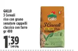 Rossotono Carrefour Gallo 3 Cereali riso con grano senatore cappelli classico con farro offerta