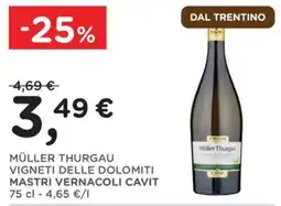 Orvea Müller Thurgau Vigneti delle Dolomiti MASTRI VERNACOLI Cavit offerta