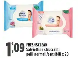 Rossotono Carrefour Fresh&Clean Salviettine struccanti offerta