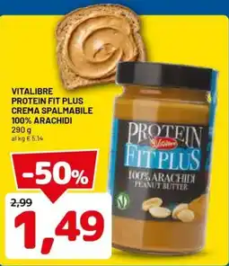 DPiù Vitalibre Protein Fit Plus Crema Spalmabile 100% Arachidi offerta