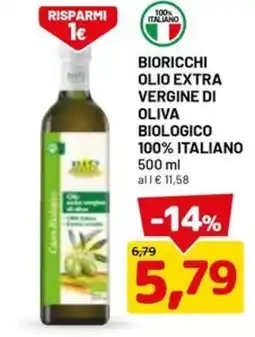 DPiù Bioricchi olio extra vergine di oliva biologico offerta