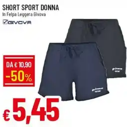 Galassia Short sport donna in felpa leggera givova offerta