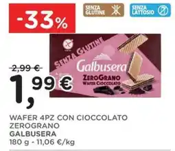 Orvea Wafer 4pz con cioccolato zerograno galbusera offerta
