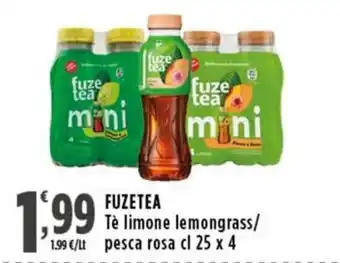 Rossotono Carrefour Fuzetea Tè limone lemongrass/pesca rosa offerta