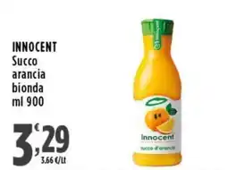 Rossotono Carrefour Innocent succo arancia bionda offerta