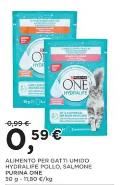 Orvea Purina One Alimento per gatti umido Hydralife pollo, salmone offerta