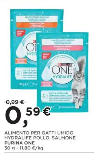 Purina One Alimento per gatti umido Hydralife pollo, salmone