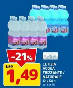 DPiù Letizia acqua frizzante naturale offerta