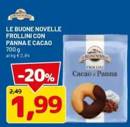 DPiù Le buone novelle frollini con panna e cacao offerta