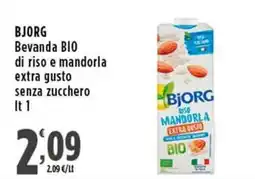 Rossotono Carrefour Bjorg bevanda bio di riso e mandorla extra gusto senza zucchero offerta