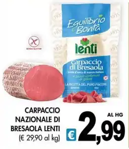 PrestoFresco Carpaccio nazionale di bresaola lenti offerta