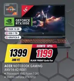 Trony Acer Notebook Gaming ANV16-42-R081 offerta