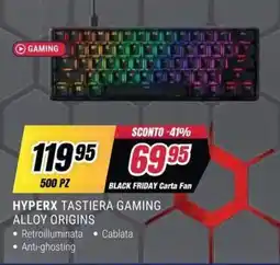 Trony Hyperx tastiera gaming alloy origins offerta