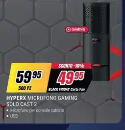 Trony Hyperx microfono gaming solo cast 2 offerta