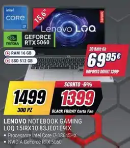Trony Lenovo Notebook Gaming LOQ offerta