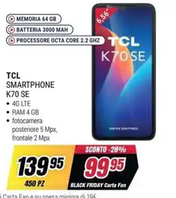 Trony TCL Smartphone K70 SE offerta