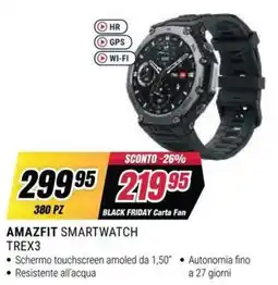 Trony Amazfit smartwatch trex3 offerta