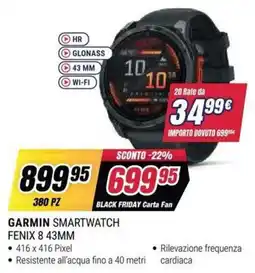 Trony Garmin smartwatch fenix 8 43mm offerta