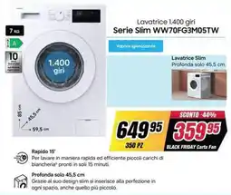 Trony Lavatrice 1.400 giri Serie Slim WW70FG3M05TW offerta