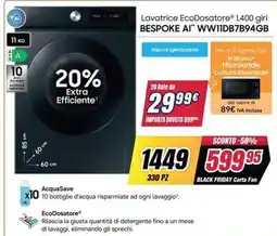 Trony Samsung Lavatrice EcoDosatore Bespoke AI offerta