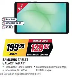 Trony Samsung Tablet Galaxy Tab A11 offerta