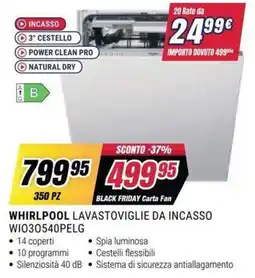 Trony Whirlpool lavastoviglie da incasso offerta