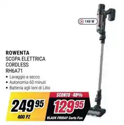 Trony Rowenta scopa elettrica cordless RH6A71 offerta