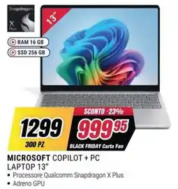 Trony Microsoft Copilot + PC Laptop 13" offerta