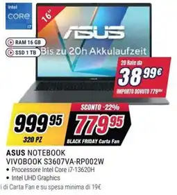 Trony ASUS NOTEBOOK VIVOBOK S3607VA-RP002W offerta