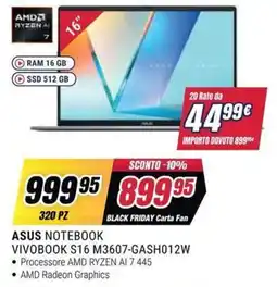 Trony ASUS NOTEBOOK VIVOBOK S16 M3607-GASH012W offerta