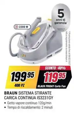 Trony Braun sistema stirante carica continua IS3231GY offerta