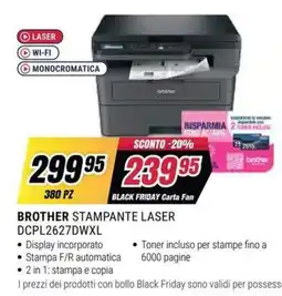Trony Brother stampante laser DCPL2627DWXL offerta