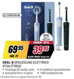 Trony Oral-B spazzolino elettrico Vitalityduo offerta