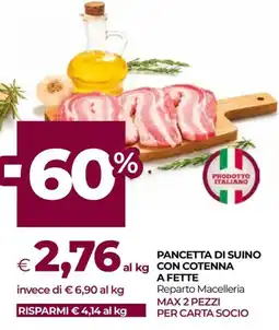 In Coop Pancetta di suino con cotenna a fette offerta