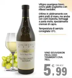 Interspar Vino Sauvignon Friuli DOC Tenimenti Civa offerta