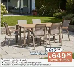 Al Pentolone Completo tavolo + 6 sedie offerta