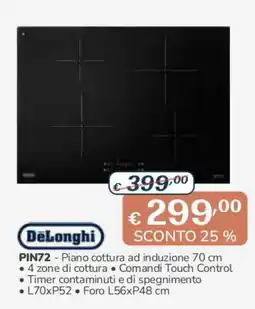 Al Pentolone DeLonghi Piano cottura ad induzione 70 cm offerta