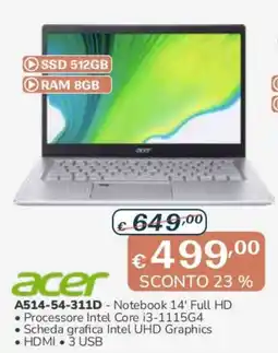 Al Pentolone Acer A514-54-311D - Notebook 14' Full HD offerta