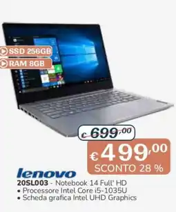 Al Pentolone Lenovo 20SL003 - Notebook 14 Full' HD offerta