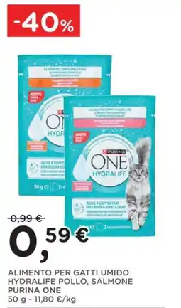 Poli Purina One Alimento per gatti umido Hydralife pollo, salmone offerta