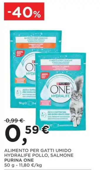 Purina One Alimento per gatti umido Hydralife pollo, salmone