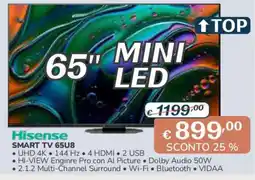 Al Pentolone Hisense SMART TV 65U8 offerta