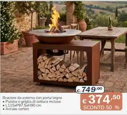 Al Pentolone Braciere da esterno con porta legna offerta